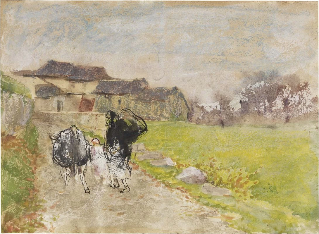 Paesaggio con armenti e contadina a Gignese